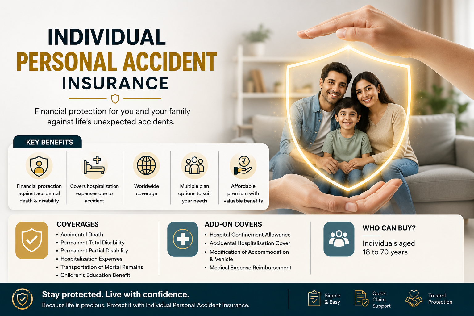 Individual personal accidental cover with hospitalisation